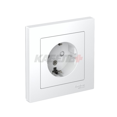 ATLASDESIGN РОЗЕТКА с заземлением со шторками, 16А, в сборе, БЕЛЫЙ
