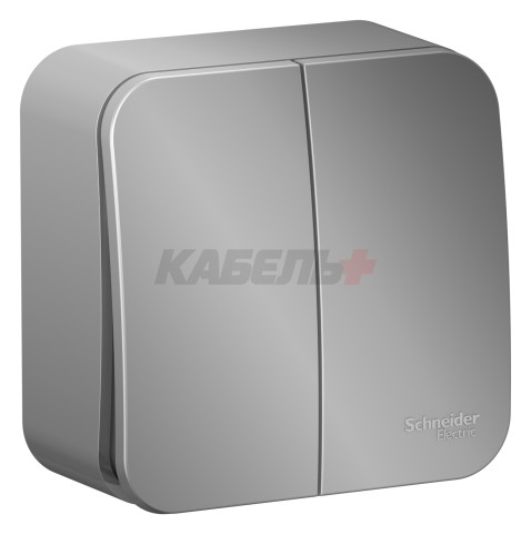 BLANCA О/У 2-клавишный ВЫКЛЮЧАТЕЛЬ (сх.5) ИЗОЛ.ПЛ., 10А, 250В, АЛЮМИНИЙ