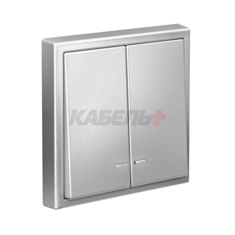 ARTGALLERY 2-клавишный ВЫКЛЮЧАТЕЛЬ с подсветкой, сх.5а, 10АХ, механизм, АЛЮМИНИЙ