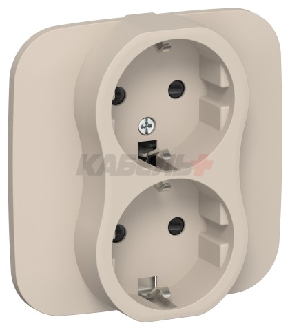 FLITE Розетка 2-местная с заземлением с защитными шторками 16А РСш12-0-А-ФлЛ льняной IEK