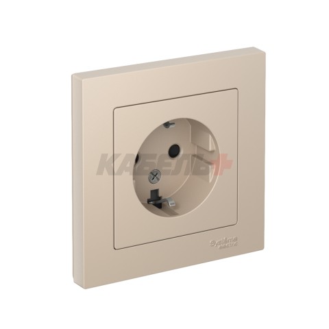 ATLASDESIGN РОЗЕТКА с заземлением со шторками, 16А, в сборе, ПЕСОЧНЫЙ