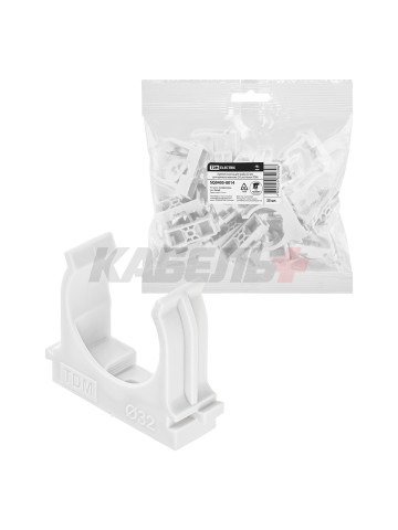 Крепеж-клипса для трубы 32 мм для прямого монтажа (25 шт.) белая TDM