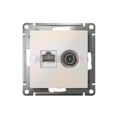 ATLASDESIGN РОЗЕТКА двойная ТВ + компьютерная RJ45 кат. 5e, механизм, ЖЕМЧУГ