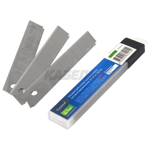 Лезвия для ножа технического, сегментированные, 10 штук, 18 мм, G-Tec, General