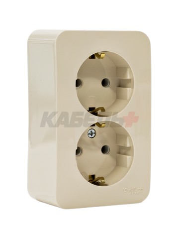 BLANCA О/У РОЗЕТКА двойная с заземлением без шторок, ИЗОЛ.ПЛ., 16А, 250В, БЕЖЕВЫЙ