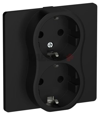 FLITE Розетка 2-местная с заземлением без защитных шторок 16А РС12-0-К-ФлЧ черный IEK