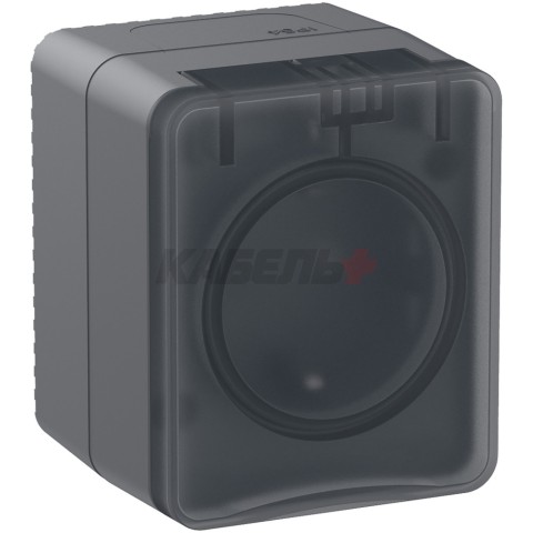 ATLASDESIGN PROFI IP54 О/У РОЗЕТКА с заземлением со шторками, 16А, АНТРАЦИТ