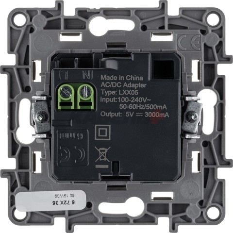 Etika - Зарядное устройство с двумя USB-разъемами Type A + Type C, 3000mA (сл.кость)