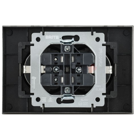 BRITE Розетка 2-местная с заземлением с защитными шторками плоская 16А в сборе РСшПл12-3-БрШ шампань IEK