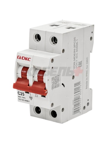 Автоматический выключатель YON max типа MD63N, 6кА, 2 полюса, хар-ка C, 25А DKC