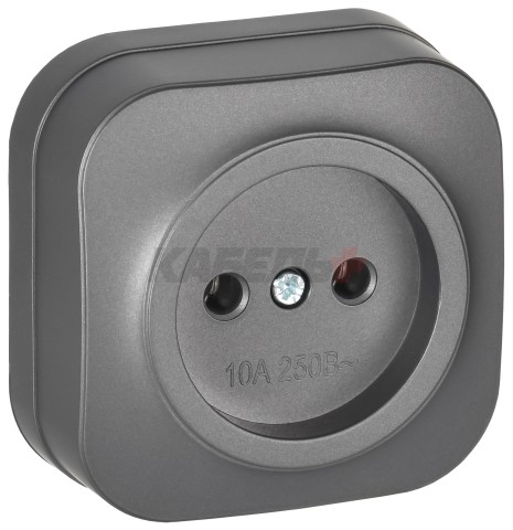 GLORY Розетка 1-местная для открытой установки без заземления без защитных шторок 10А РС20-2-ХСм сталь матовый IEK