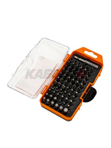 Набор бит №4, 66 бит: SL, PH, PZ, HEX, TORX, SQ, удлинитель, сталь CR-V, в пласт. держ.«Алмаз» TDM