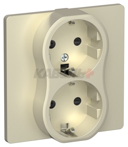 FLITE Розетка 2-местная с заземлением с защитными шторками безвинтовое крепление 16А РСш12-1-К-ФлШ шампань IEK