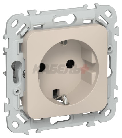 FLITE Розетка с заземлением без защитных шторок безвинтовое крепление 16А РС11-1-ФлЛ льняной IEK