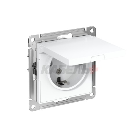 ATLASDESIGN РОЗЕТКА с заземлением со шторками с крышкой, 16А, IP20, механизм, БЕЛЫЙ