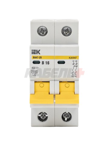 KARAT Автоматический выключатель ВА47-29 2P B 16А 4,5кА IEK