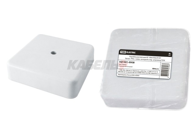 Коробка распаячная КР 100х100х29 ОП белая, IP40, с клем. колодкой, инд. штрихкод TDM.