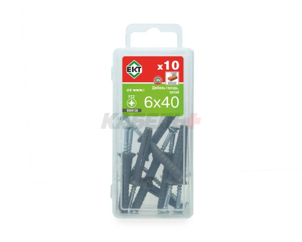 Дюбель-гвоздь GL, 6x40 потай, п/п, ЕКТ (мини-конт./10шт)