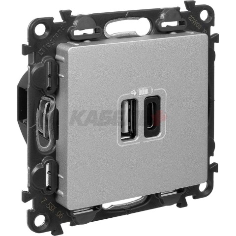 Valena Life - Зарядное устройство 2xUSB Type A+C, 3000мА, алюминий (инд. упаковка)