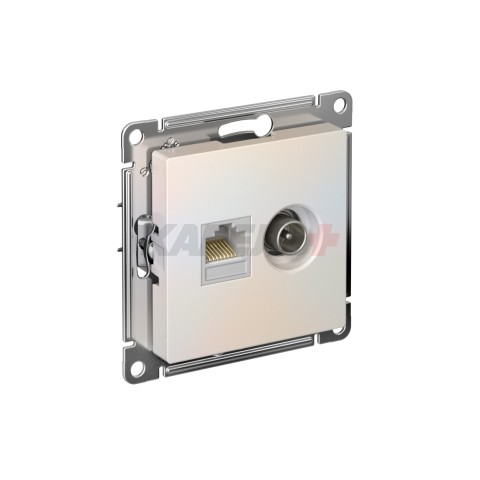 ATLASDESIGN РОЗЕТКА двойная ТВ + компьютерная RJ45 кат. 5e, механизм, ЖЕМЧУГ