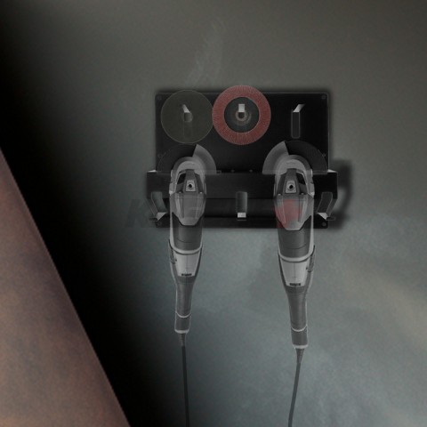 Держатель для угловых шлифмашинок и отрезных дисков, настенный, с крючками, черный REXANT