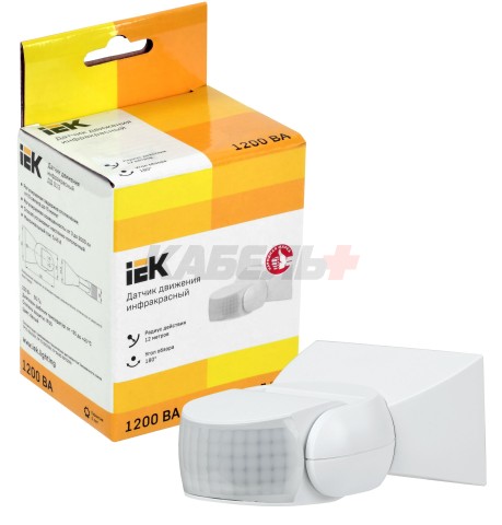 Датчик движения ДД 013 белый 1200Вт 180гр 12м IP54 IEK