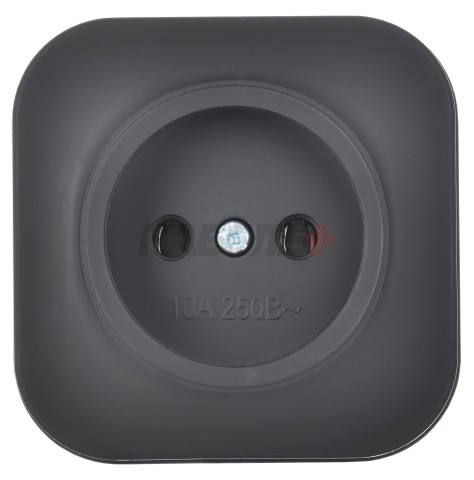 GLORY Розетка 1-местная для открытой установки без заземления без защитных шторок 10А РС20-2-ХЧм черный матовый IEK