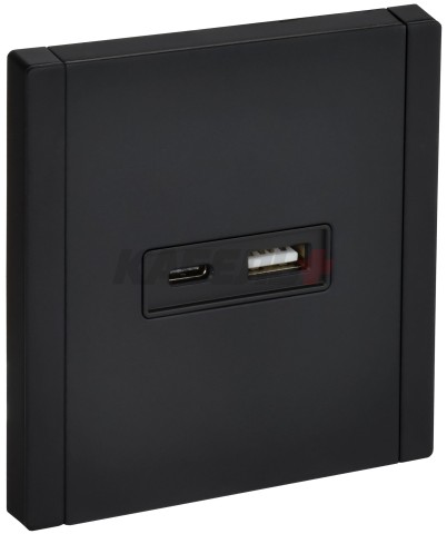 FORTE&PIANO Розетка USB A+C 3,1А FP150M металл черный IEK
