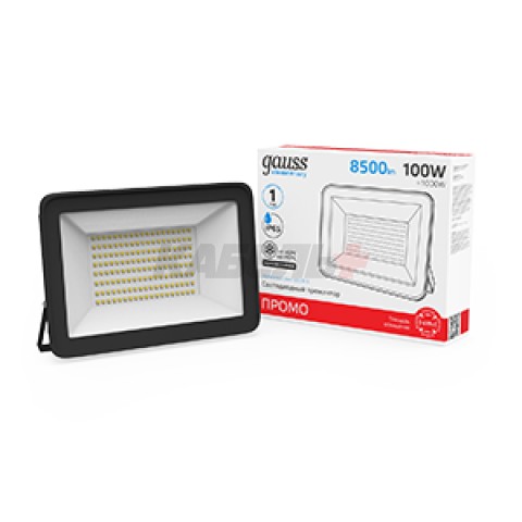 Прожектор светодиодный Gauss Elementary 100W 8500lm IP65 6500К ПРОМО G2 черный 1/16