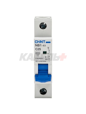 Автоматический выключатель NB1-63 1P 25A 6kA х-ка C (DB) (R)