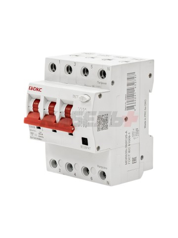 Дифавтомат YON max типа MDR, 3P+N, 30mA, 25A, хар-ка C, 6kA, тип A DKC