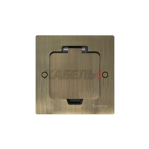 MultiDesk Лючок на 2 модуля IP44 с монтажной коробкой для стены, фальшпола, стола Античная ЛАТУНЬ, т