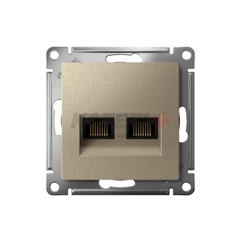 ATLASDESIGN РОЗЕТКА двойная компьютерная RJ45+RJ45 кат. 5e, механизм, ШАМПАНЬ