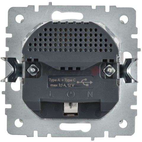 BRITE Розетка 1-местная с заземлением с защитными шторками 16А с USB A+C 18Вт РЮш11-1-БрАБ арктический белый IEK