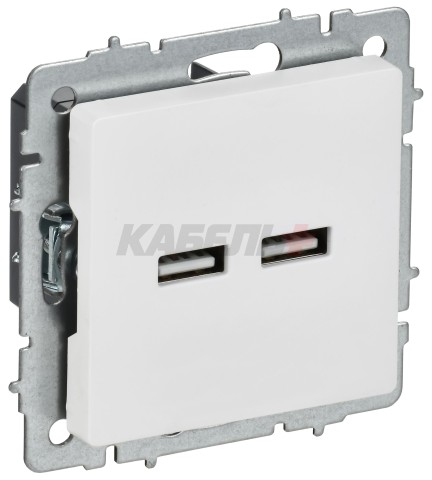 BRITE Розетка USB A+A 5В 3,1А РЮ10-1-БрАБ арктический белый IEK