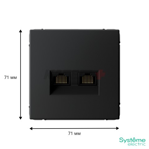 ARTGALLERY РОЗЕТКА двойная компьютерная RJ45+RJ45, кат.6А, механизм, КАРБОН