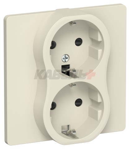 FLITE Розетка 2-местная с заземлением с защитными шторками 16А РСш12-0-К-ФлСл сливочный IEK