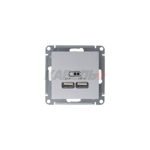 ATLASDESIGN USB РОЗЕТКА A+A, 5В/2,1А, 2х5В/1,05А, механизм, ЖЕМЧУГ