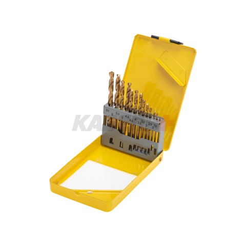 Набор сверл по металлу, 1,5-6,5мм (через 0,5мм, 3,2мм, 4,8мм), НSS, ТИТАН, цилиндрический хвостовик,