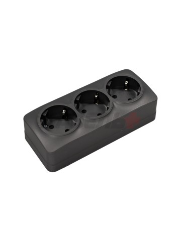 GLORY Розетка 3-местная для открытой установки с заземлением без защитных шторок 16А РС23-3-ХСм сталь матовый IEK