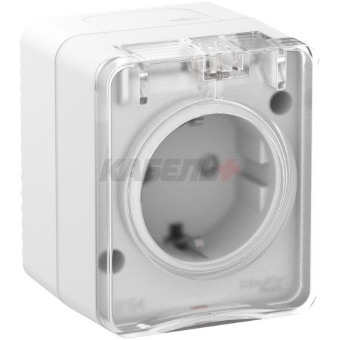 ATLASDESIGN PROFI IP54 О/У РОЗЕТКА с заземлением со шторками, 16А, БЕЛЫЙ