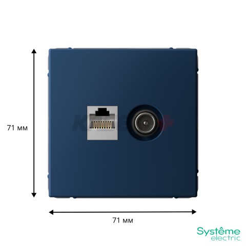 ARTGALLERY РОЗЕТКА двойная ТВ + компьютерная RJ45, кат. 5Е, АКВАМАРИН