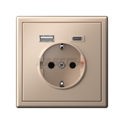 ARTGALLERY РОЗЕТКА 16А с 2 USB A+C, 5В/2,4А/3,0А, 2х5В/1,5А, механизм, ПЕСОЧНЫЙ