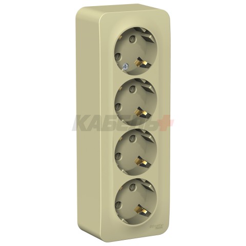 BLANCA О/У РОЗЕТКА 4-я с заземлением со шторками, ИЗОЛ.ПЛ., 16А, 250В, БЕЖЕВЫЙ