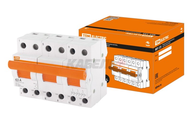 Модульный переключатель трехпозиционный МП-125 3P 63А TDM