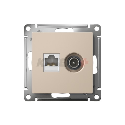 ATLASDESIGN РОЗЕТКА двойная ТВ + компьютерная RJ45 кат. 5e, механизм, ПЕСОЧНЫЙ