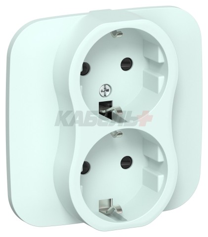 FLITE Розетка 2-местная с заземлением с защитными шторками безвинтовое крепление 16А РСш12-1-А-ФлХЛ холодный лед IEK