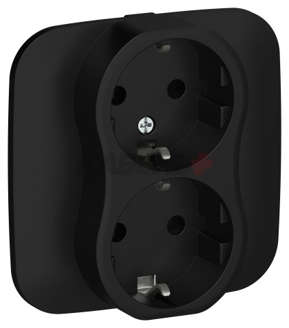 FLITE Розетка 2-местная с заземлением без защитных шторок безвинтовое крепление 16А РС12-1-А-ФлЧ черный IEK