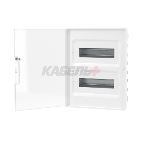 Щиток 24 мод встраиваемый для полых стен FRAME, белый, с прозрачной дверцей, с 4 шинами PEN (2шт на 8 отв. и 2шт на 6 отв.) DKC