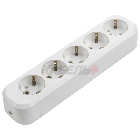 Розеточная колодка GSB-16-5-G-IP20 Easy, 16А, 5 мест, с заземлением, без выключателя, IP20.